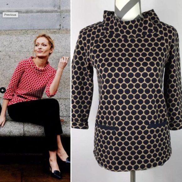 Boden White w Black Polkadots Jersey Tunic womens 16 - Picture 15 of 16